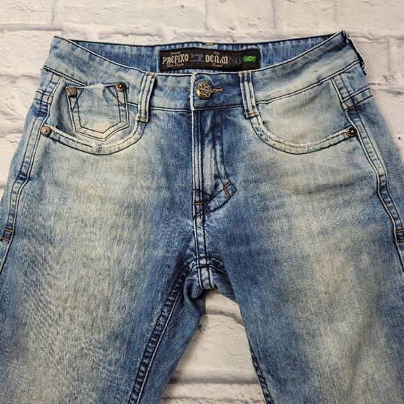 Prefixo Men's Denim Jeans Brazil size 40 Skinny Bleached Distressed Faded READ - Picture 9 of 15